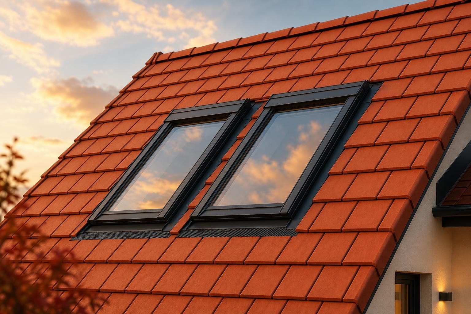 Klassische Dachgaube mit Fenster auf einem Ziegeldach